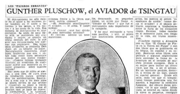 Gunther Pluschow, el aviador de Tsingtau