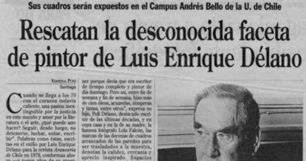 Rescatan la desconocida faceta de pintor Luis Enrique Délano