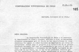 [Carta] No. 30/975, 1949 Nov. 16, Santiago, al señor Ministro de Hacienda [manuscrito]