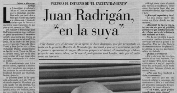 Juan Radrigán en la suya