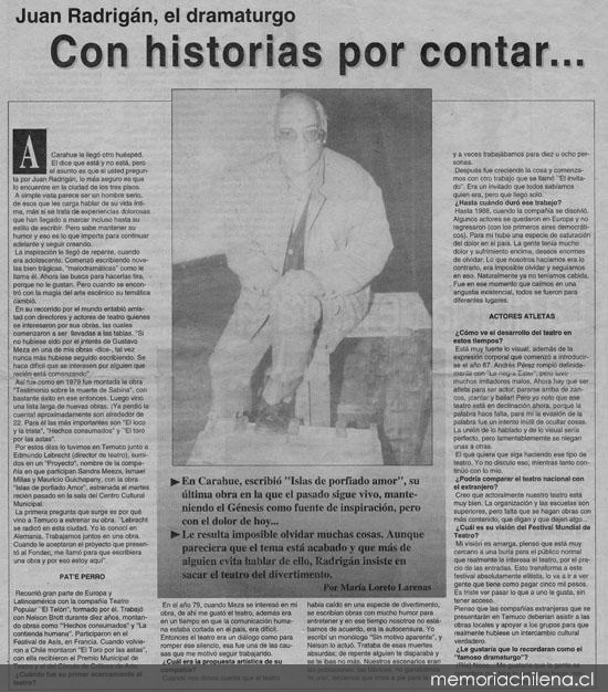 Juan Radrigán, el dramaturgo con historias por contar