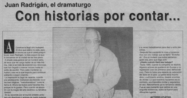 Juan Radrigán, el dramaturgo con historias por contar