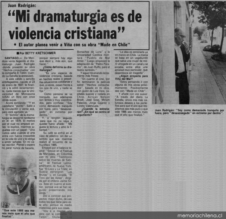 Mi dramaturgia es de violencia cristiana