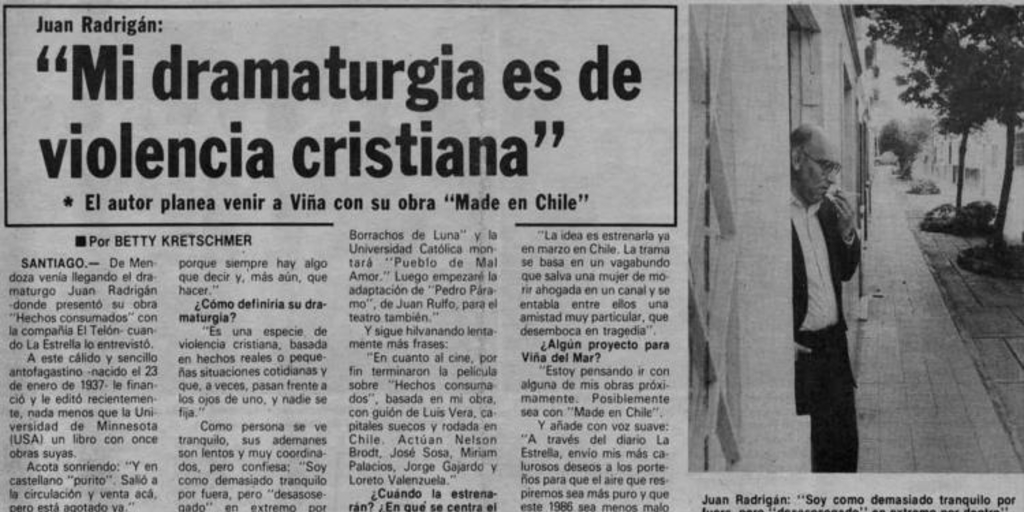 Mi dramaturgia es de violencia cristiana