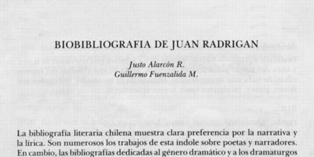 Biobibliografía de Juan Radrigán