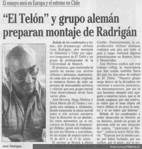 "El Telón" y grupo alemán preparan montaje de Radrigán