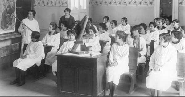 Clase de zoología, hacia 1920