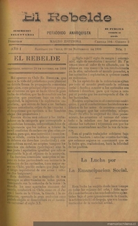 El Rebelde : diario anarquista : año 1, n° 1, 20 de noviembre de 1898