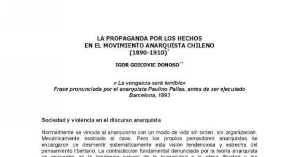 La propaganda por los hechos en el movimiento anarquista chileno (1890-1910)