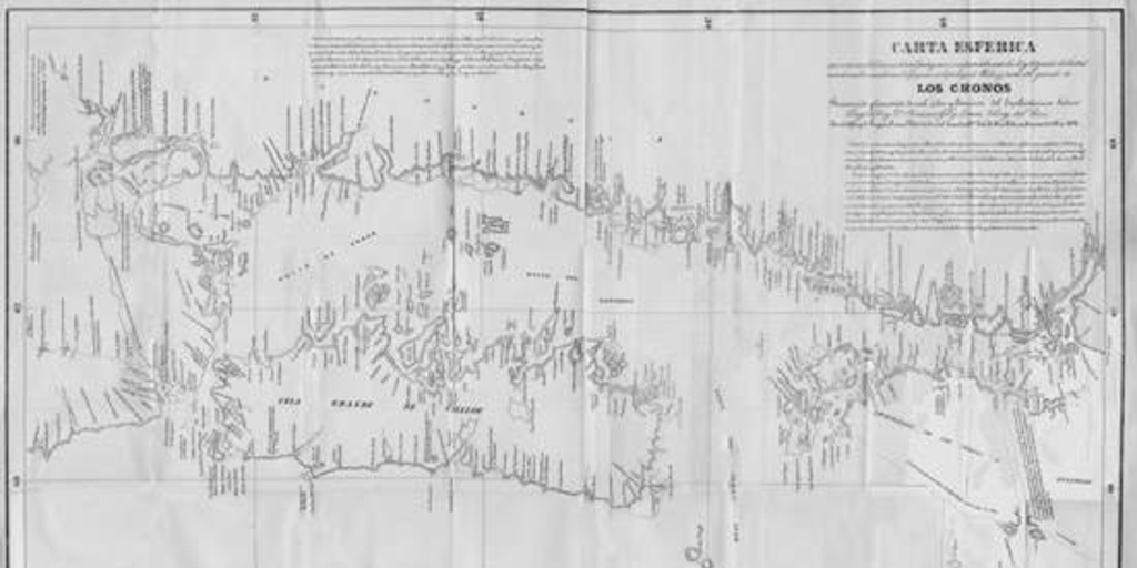 Carta esférica que contiene la costa occidental patagónica entre los 41 y los 46 grados de latitud meridional, con inclusión del pequeño archipiélago de Chiloé y parte del grande de Los Chonos, 1796