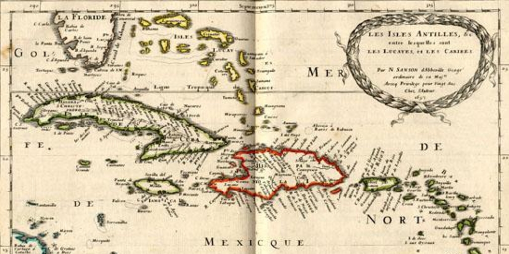 Les isles Antilles, etc., entre les quelles sont les Lucayes, et les Caribes, 1657