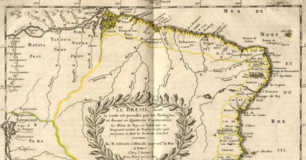 Le Brasil, dont la coste est possedé par les portugais, et diviseé en quatorze Capitaineries, 1657