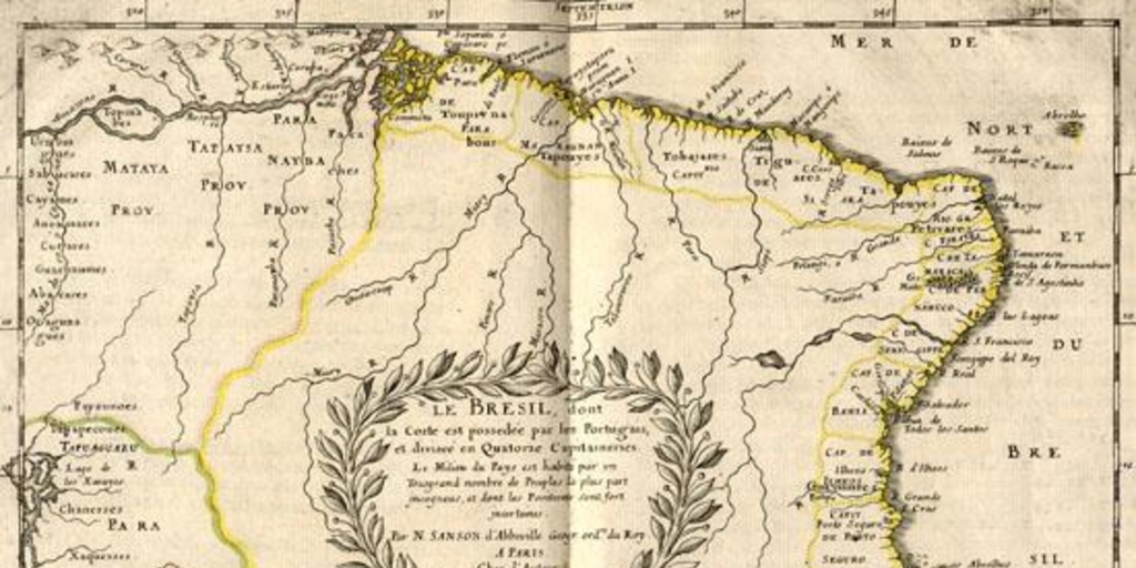 Le Brasil, dont la coste est possedé par les portugais, et diviseé en quatorze Capitaineries, 1657