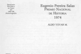 Eugenio Pereira Salas, Premio Nacional de Historia 1974
