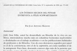 Los íntimos hechos del pensar : entrevista a Félix Schwartzmann