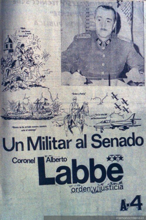 Propaganda del candidato a diputado Alberto Labbé, a las elecciones parlamentarias de 1973