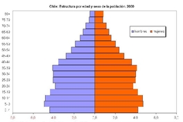 Estructura de población de Chile por edad y sexo en 2000