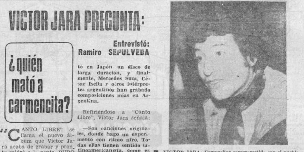 Víctor Jara pregunta ¿Quién mató a Carmencita?