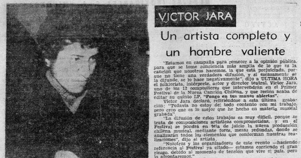 Víctor Jara : un artista completo y un hombre valiente