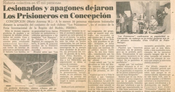 Lesionados y apagones dejaron Los Prisioneros en Concepción