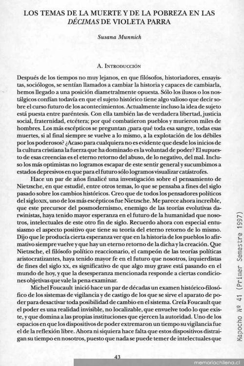 Los temas de la muerte y de la pobreza en las décimas de Violeta Parra