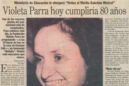 Violeta Parra hoy cumpliría 80 años