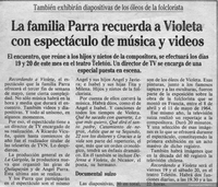 La Familia Parra recuerda a Violeta con espectáculo de música y videos