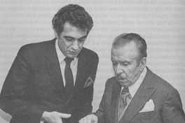 Claudio Arrau saludado por Plácido Domingo en su cumpleaños, 1983