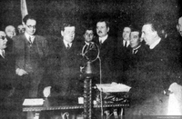 El presidente Arturo Alessandri Palma se dirige al país a través de Radio Chilena, 1924