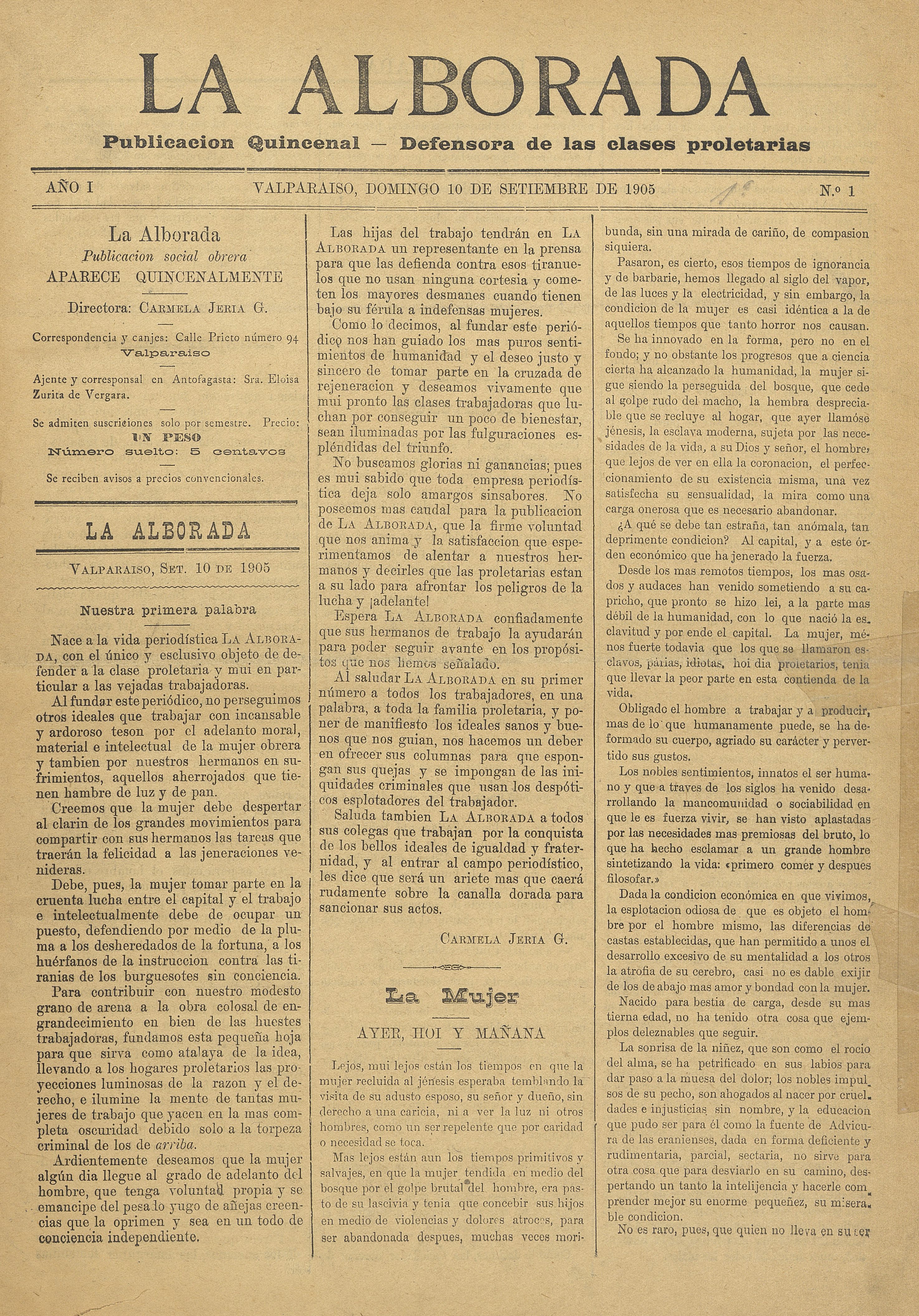 La Alborada : año 1, n° 1-18, 1905-1906