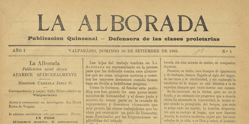 La Alborada : año 1, n° 1-18, 1905-1906