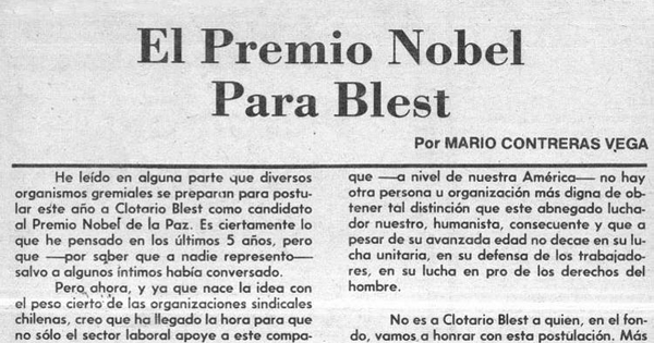 El Premio Nobel para Blest