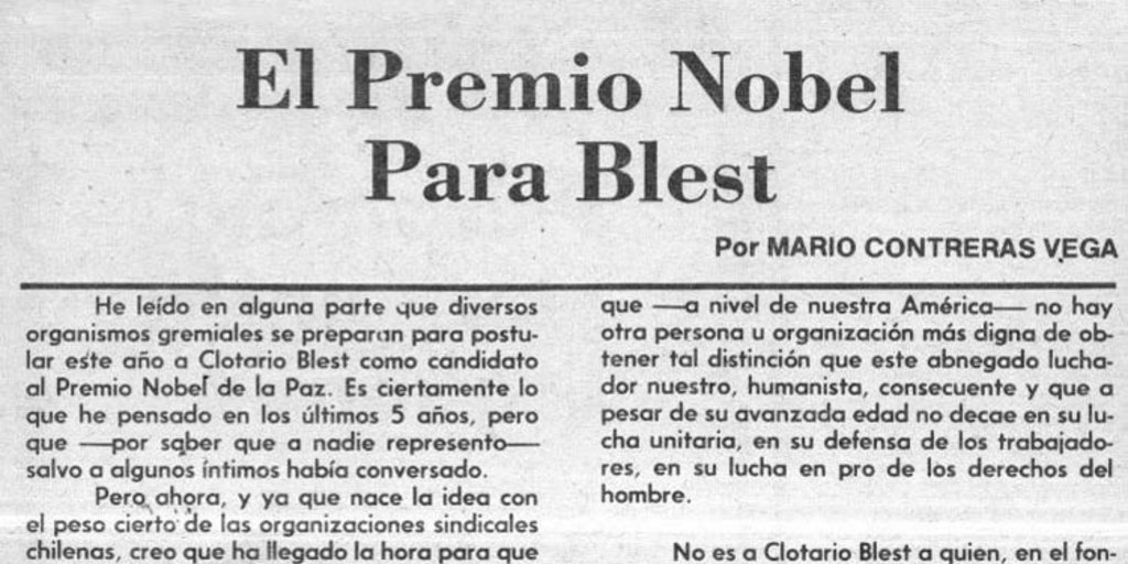 El Premio Nobel para Blest