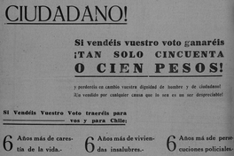 Ciudadano, si vendéis vuestro voto ganareis tan solo 50 pesos