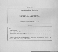 Maternidad del Salvador : asistencia gratuita : servicio domiciliario