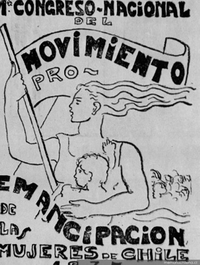 Afiche del Primer Congreso Nacional del Movimiento Pro Emancipación de las Mujeres de Chile, 1937