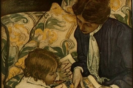 Madre enseña leer a su hijo, 1912