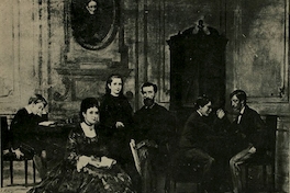 Amalia Errázuriz y su familia leen, estudian o juegan en el salón, París, 1871