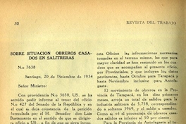 Sobre situación de obreros casados en salitreras