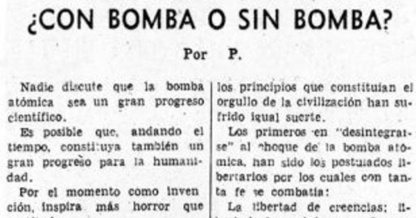 ¿Con bomba o sin bomba?