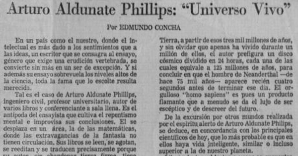 Arturo Aldunate Phillips : Universo vivo