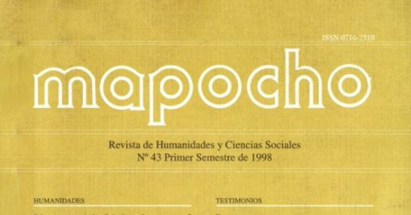 Mapocho : n°. 43, primer semestre, 1998