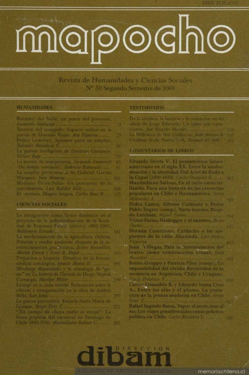 Mapocho : n° 50, segundo semestre, 2001