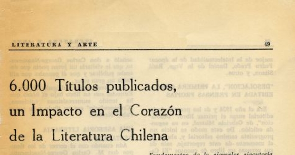 6.000 títulos publicados, un impacto en el corazón de la literatura chilena