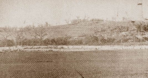 Campo de trigo con una pequeña franja de erosión, primera mitad del siglo 20
