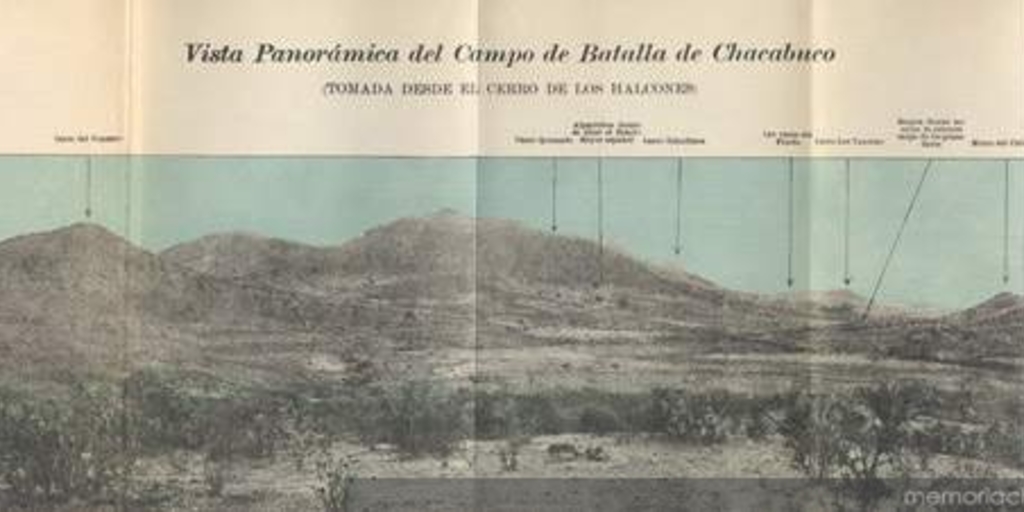 Vista panorámica del campo de batalla de Chacabuco, 1817