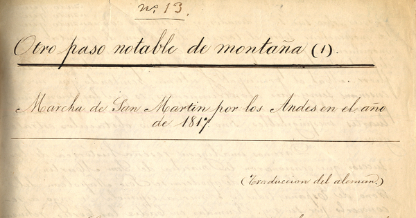 Paso de Los Andes por San Martín en 1817