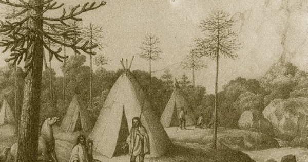 Campamento pehuenche, hacia 1840