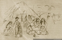 Familia Pehuenche en Antuco, hacia 1840