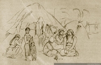 Familia Pehuenche en Antuco, hacia 1840